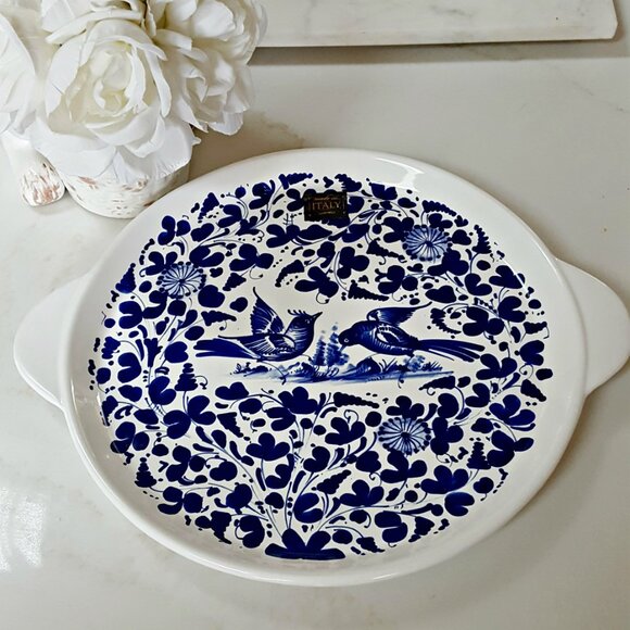 NEW! FLORAL SONG BIRD Italian POTTERY PLATTER NOVA DERUTA - Picture 4 of 5